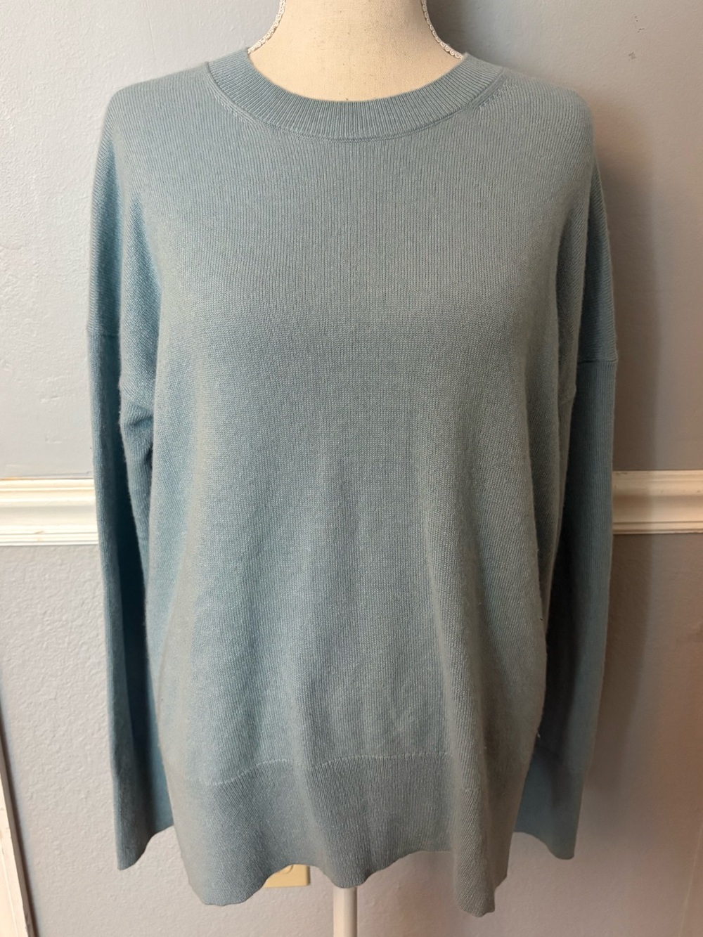 Theory Cashmere Dusty Blue Crewneck Sweater